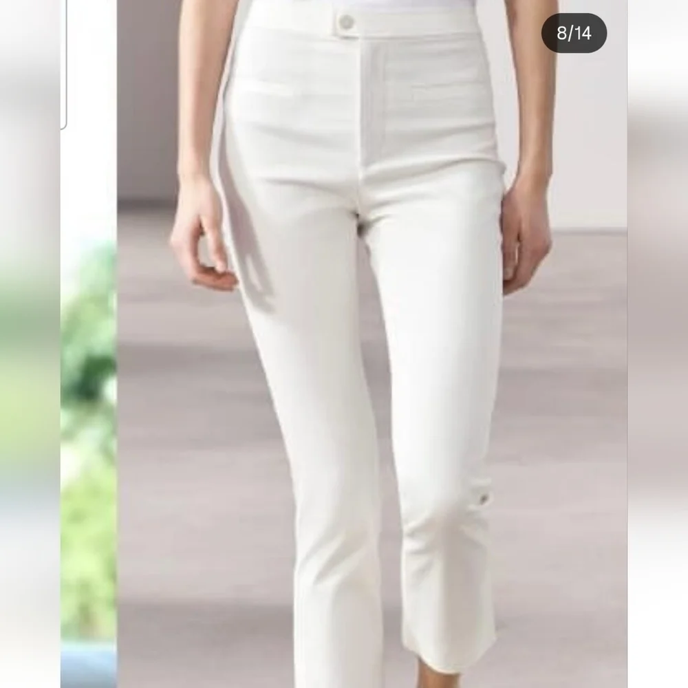 Zara ZW Collection White Tailored Stretch Ankle Cropped Pants NWT Size S